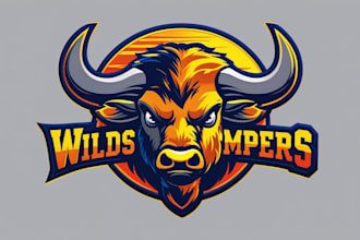 design buffalo mascot logo with express deliver
