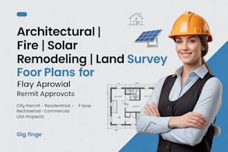 draw architectural fire solar remodeling and land survey floor plans for permit