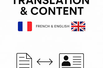 write, translate or create professional content in french and english