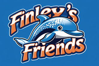 design dolphin mascot logo with express delivery