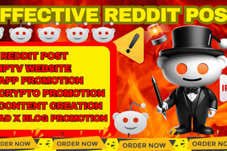 do reddit post for iptv website, ai app, crypto, saas blog, io, and app website