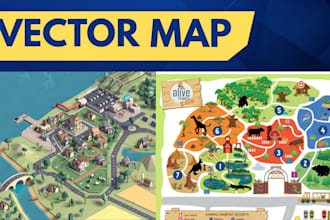 design 2d and 3d isometric vector maps for festivals and events