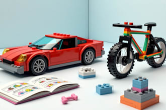 3d lego model, 3d lego set design, lego moc, lego car bike with instructions