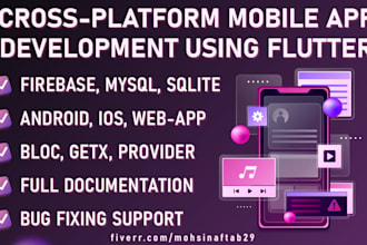 do hybrid app development using flutter for android IOS web and restful API
