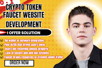 create a secure and functional crypto token faucet website