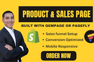 build product page, squeeze page, advertorial page, gempage, pagefly in shopify