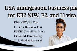 write a USA immigration business plan for eb2 niw, e2, and l1 visa