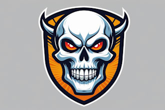 design skull head mascot logo with satisfaction guaranteed