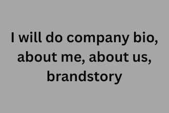 do company bio, about me, about us, brandstory