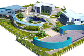 design urban master plan,render landscape,site layout,cityscape,diorama view,skp
