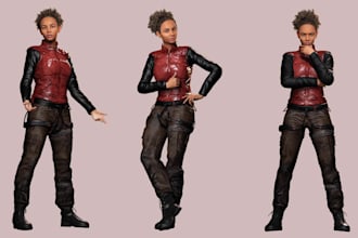 3d character modeling for animation, games, printing, nft, texture, ue5 rig, nft