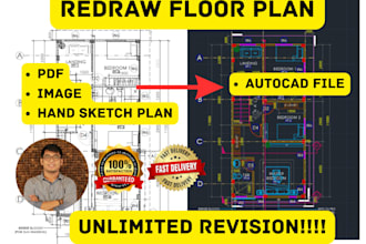 redraw  floor plan in  2d autocad for space planning