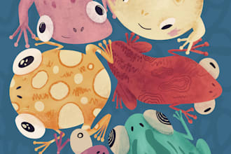 illustrate cute characters for books, stickers or prints