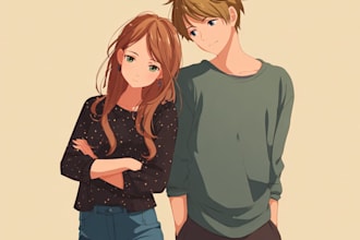 draw couple anime art style