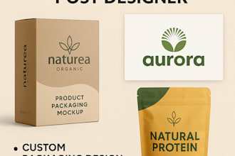 design premium packaging and logo with print ready files and 3d mockup