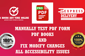 manually test pdf form, pdf books and fixing changes all accessibility issues