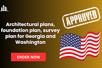 architectural plans, foundation plan, survey plan pe  stamp georgia washington