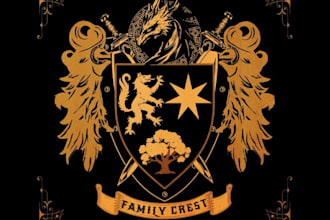 create heraldic family crest, coat of arms, emblem logo