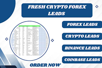 provide verified fresh crypto forex leads, binance lead, coin base lead