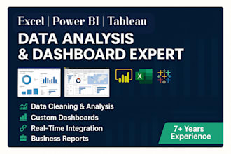 analyze data and create dashboards in excel, power bi, tableau