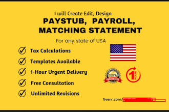 make accurate paystubs, w2, 1099, 1040 and payroll forms created fast
