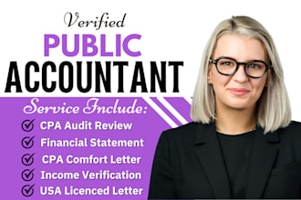 prepare CPA financial statement, profits and loss, income statement, CPA letter
