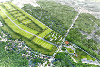 model 3d landscape, site plan,master plan, architectural mapping, community park