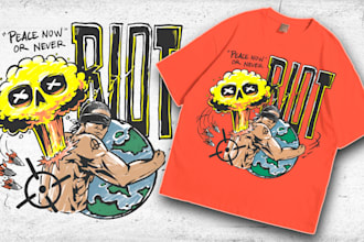 draw street art and punk illustration for tshirt design