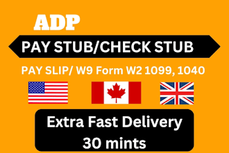 create adp paystub, check stubs, pay stubs, w2, 1099, and 1040 quickly