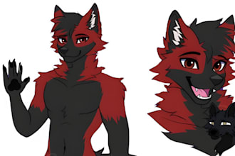 draw furry art, fursona, anthro and original character in colorful anime style