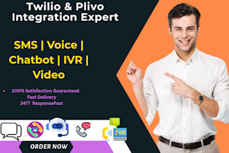 integrate twilio or pilvo SMS  call chatbot IVR frontline app video bulk