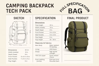 design backpack tech pack ready for factory fashion design bag tech pack camp