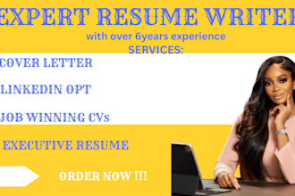create you professional resume, cover letter, linkedin opt and executive resume