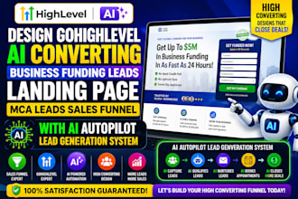 design converting business funding leads landing page mca leads ai sales funnel