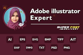 provide adobe illustrator work in ai, eps, bmp, tiff, dwg, ait and PDF