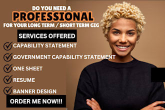 design professional and government contractive capability statement for business