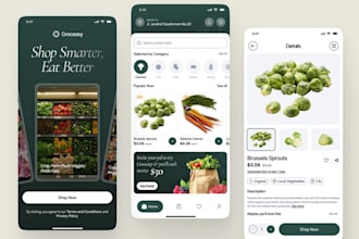 develop grocery supermarket app, multi vendor website, marketplace app