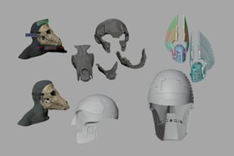sculpt 3d cosplay model, 3d armor 3d printable props 3d helmet, wearable cosplay