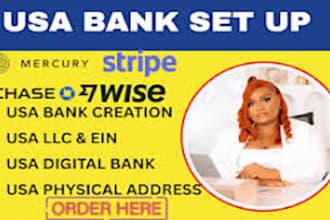 set up USA business bank account mercury payoneer wise stripe paypal novo bank