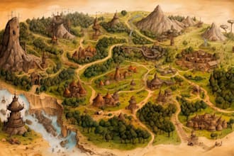 design custom fantasy maps for dnd, rpgs, books and games hand drawn and unique