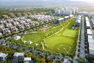 golf course hotel and resort,landscape design,realistic golf terrain model,plans