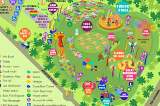 create custom vector maps for events map, festival map, and business locations