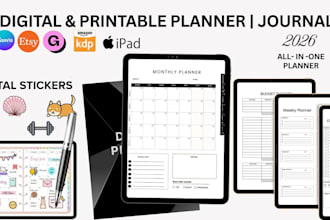 do hyperlinked etsy digital planner KDP journal, etsy digital product calendar