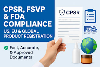 provide cpsr, fsvp, and fda compliance for cosmetics, food, and supplements