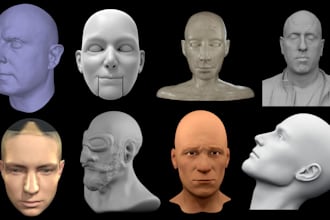 sculpt 3d head, 3d head sculpting, 3d face, 3d bust model, 3d head sculpting
