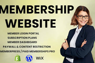 design wordpress membership website setup paywall and login portal, memberpress