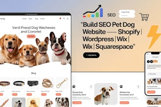 build seo pet dog squarespace shopify wordpress wix website