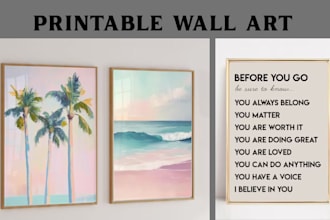create etsy printable boho wall art, nursery quote, logo, typography in canva