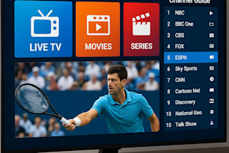 create iptv restream,channels,m3u playlist with live tv and vod, with connection