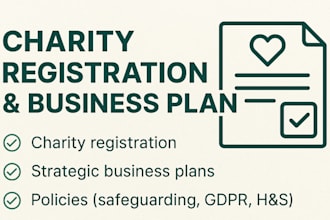 prepare cqc tender, uk charity registration, policies and business plans